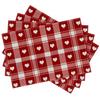 4pcs Buffalo Check Red Heart Placemats - Red & Buffalo Check with Heart Cutouts, Hand Washable Table s Suitable for Holiday Dining, Decor