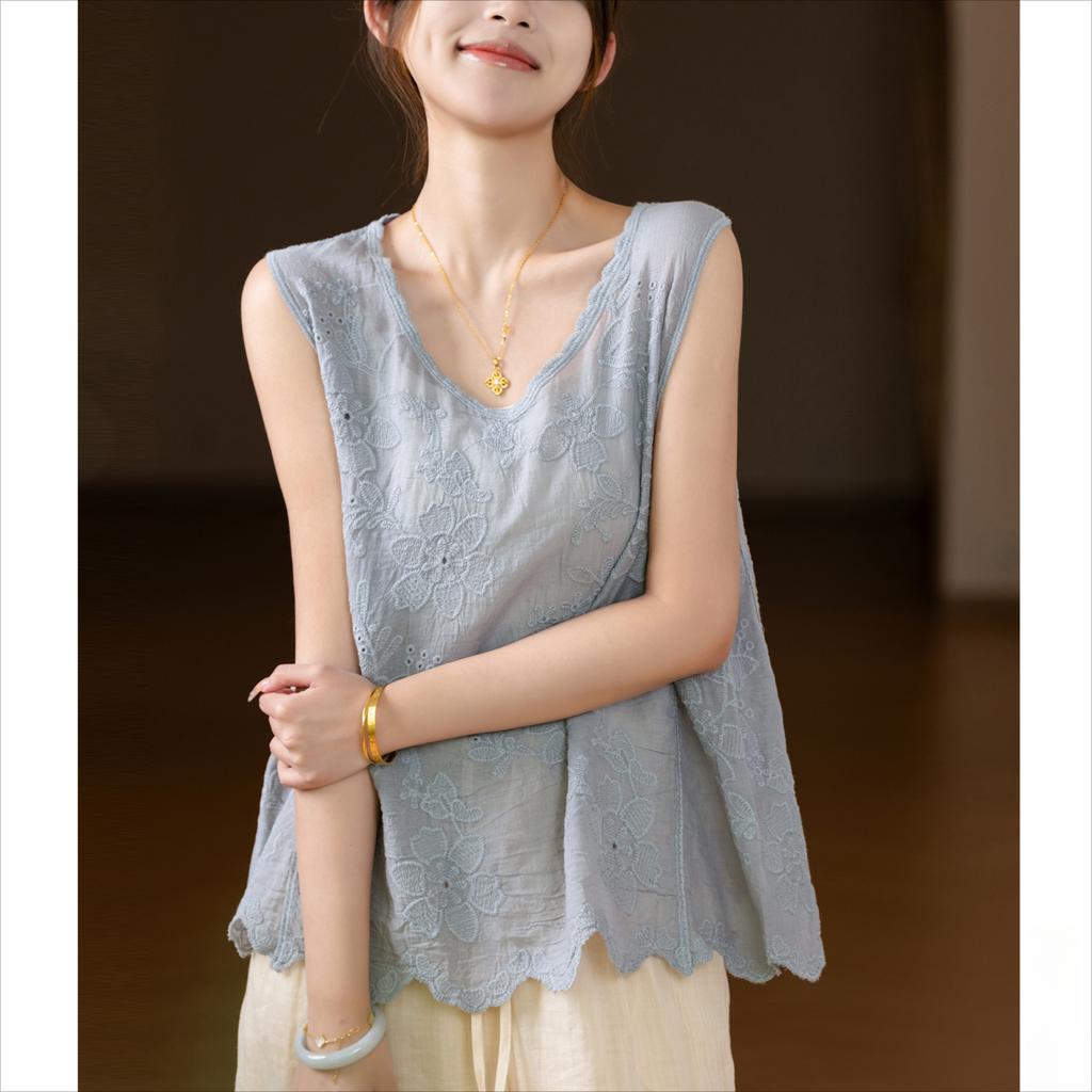DIMANAF 2025 New Summer Vest T-Shirt Women Basic Sleeveless Style White Tops Loose T-Shirt