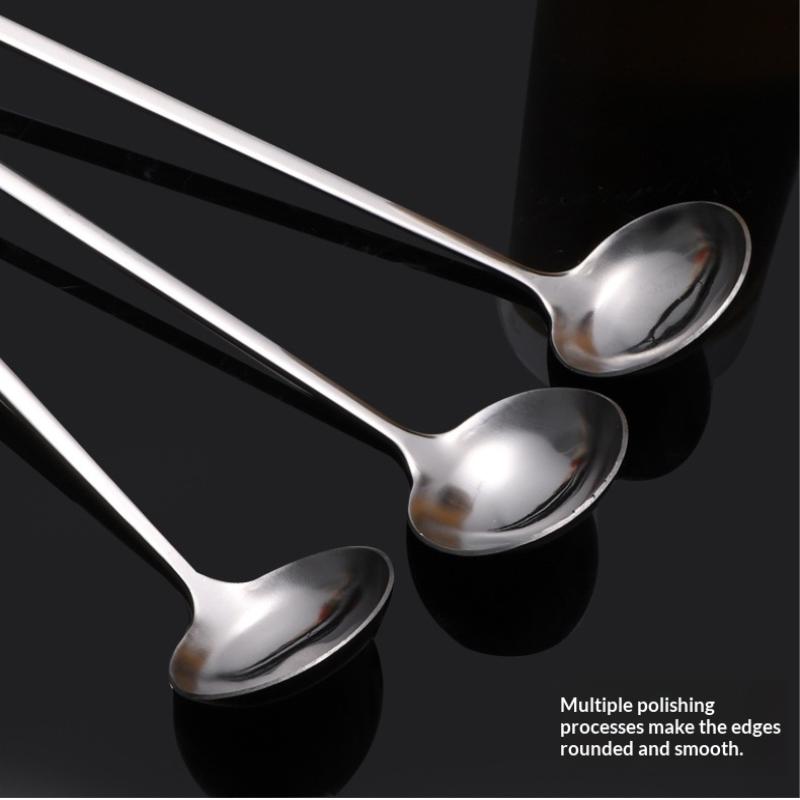 Stainless Steel Long Handle Stir Spoon Designed For Effortless Mixing In Cocktails And Teas