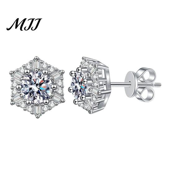 White Cubic Zirconia Earrings 1 Pair Stud Hexagonal Geometric Modern Design Ear Studs Shape Jewelry Gift Women 6 mm