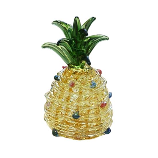 

Hand Blown Glass Pineapple Figurine Collectible Mini Fruit Ornaments Faux Crystal Pineapple Sculpture B