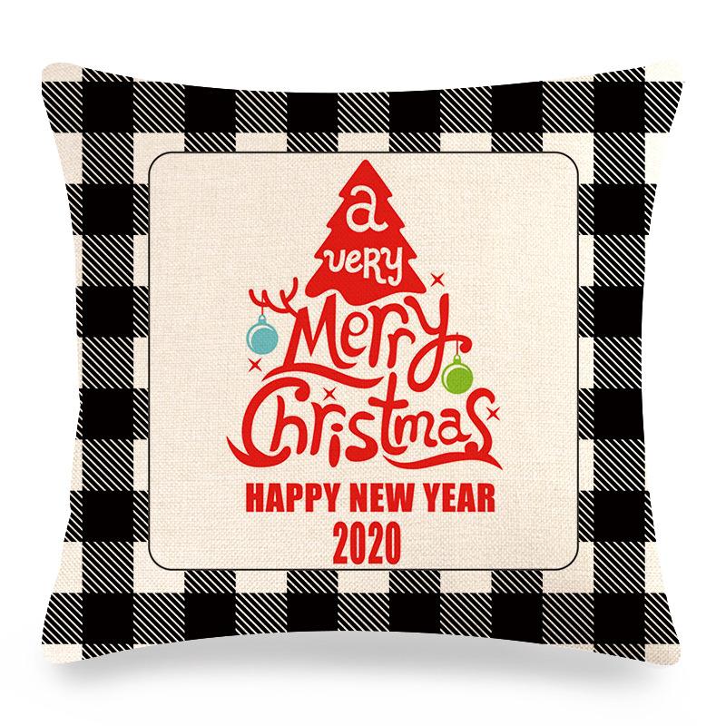 Christmas Checkered Red Letters Digital Printing Short Plush Pillow Covers For Car Sofa Office Cushion Cover Home Goods