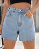 Women's Stylish Raw Edge Denim Shorts: Simple, Versatile Design for Popular European and US Markets