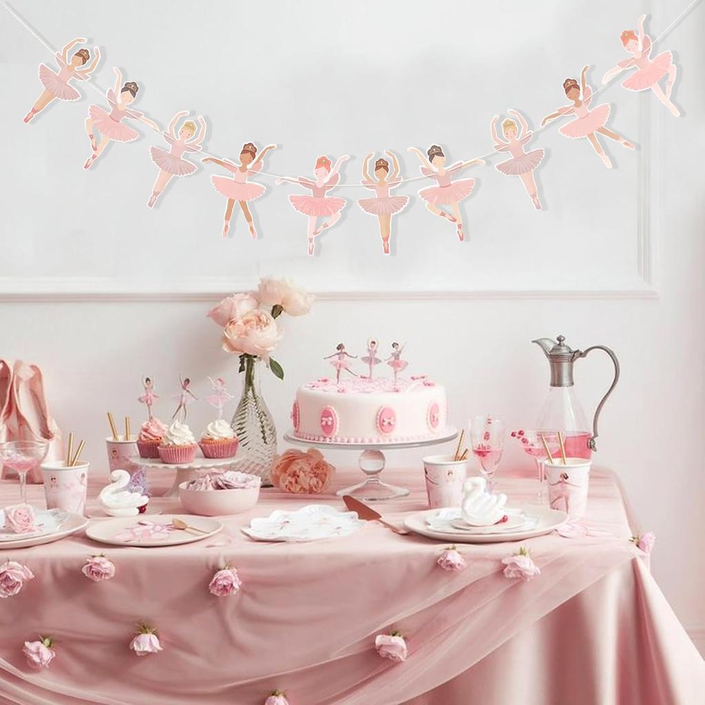 Ballet Girls Birthday Decorations - Ballerina Party Garland,Pink Ballet Banner,Girls Dance Party Hanging Garland Photo Props,Ballerina Wedding Party
