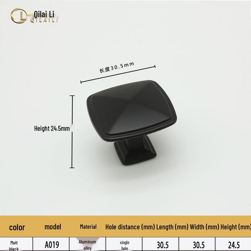 American Black Handle for Cabinets & Drawers: Minimalist Single Hole Design