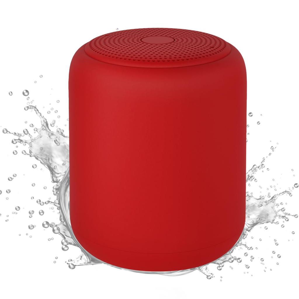cooboom Bluetooth IPX7 12 Hours of Continuous for Bathroom Use Speaker, Waterproof, Compact, Wireless, Playback, Portable, Hands-Free Calling, (Red)