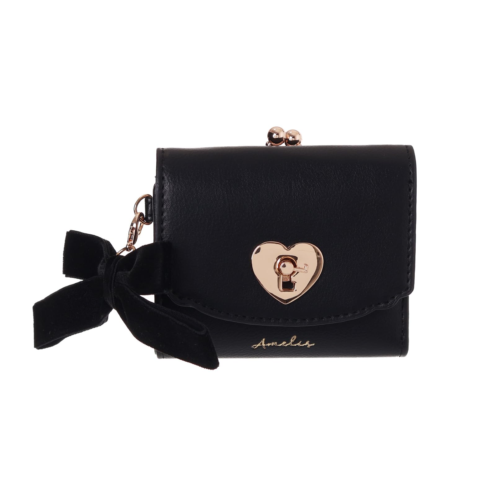 

Coboca+ WC25148 Amelys Mini Wallet, Heart-Shaped Clasp, Velvet Ribbon, 8 Card Slots, BlackChocolate, 9cm x 10cm x 3cm (Black)