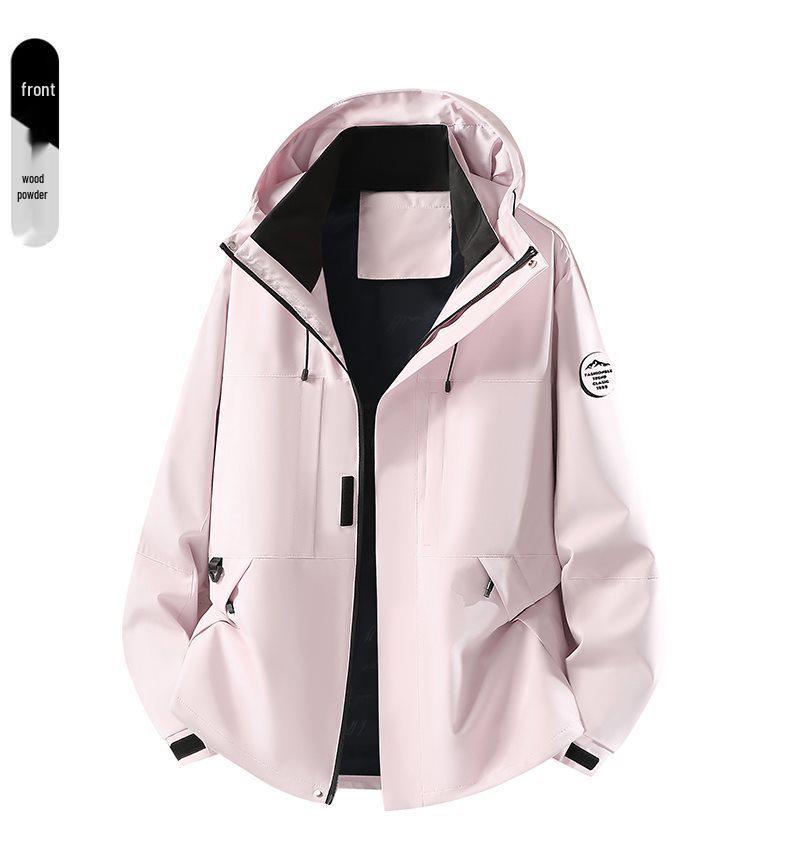 Spring Outdoor Sports Single-Breasted Casual Jacket - Versatile, Three-Proof, Solid Color Design for Couples