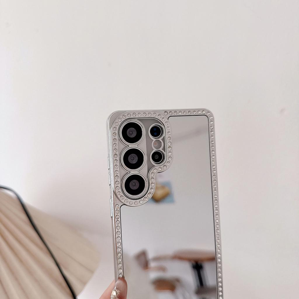 Plating Diamond Make Up Mirror Phone Case For Samsung S26 S2 S23 S24 Ultra Plus Acrylic Shockproof Makeup Mirror Cover