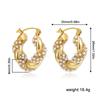 Stainless Steel Plated 18K Gold Kink Earrings Diamond Twist Pearl Exaggerated Full Diamond Earrings