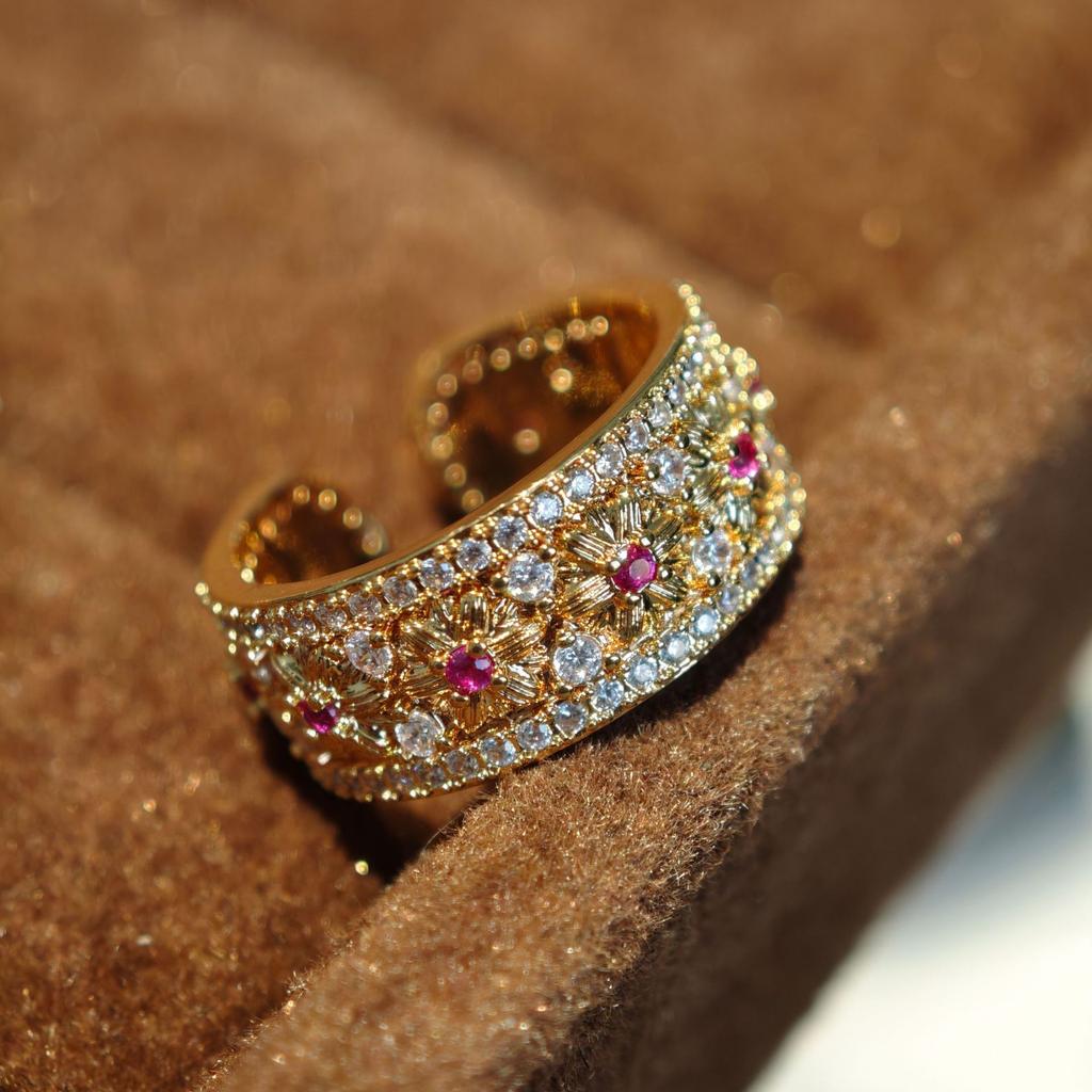 Anillo de Esmalte Vintage Cepillado de Lujo Ligero Rubí Morado Diamante Anillo para Dedo Índice Anillo Apilable Estilo de Uso Accesorios Premium Versátiles