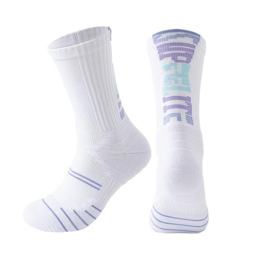 

1 Pair Basketball Socks Comfortable Wear-resistant Alphabet Printed Mid-Tube Soft Socks Foot Protector