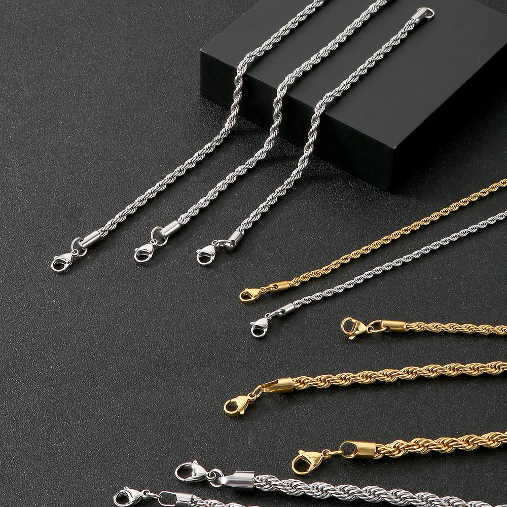 18K Vergoldetes gedrehtes Seilkettenarmband Mann Minimalistisch 316L Edelstahlarmband für Männer & Frauen Passender Schmuck für Sie & Ihn