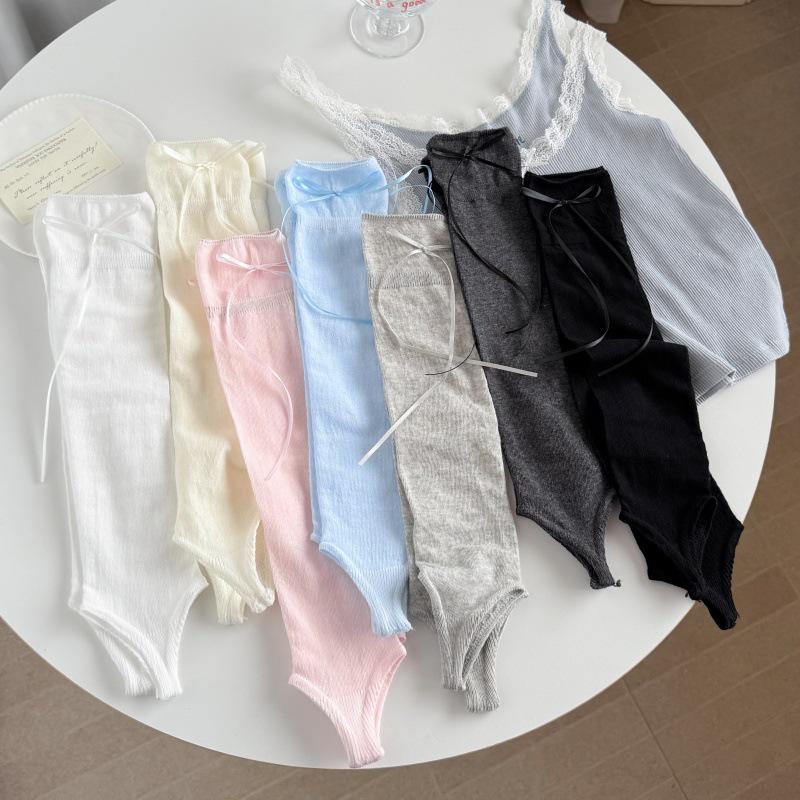 Korean Sweet Style Bow Leg Warmers - Spring/Summer Thin Stacked Socks for Small Calves