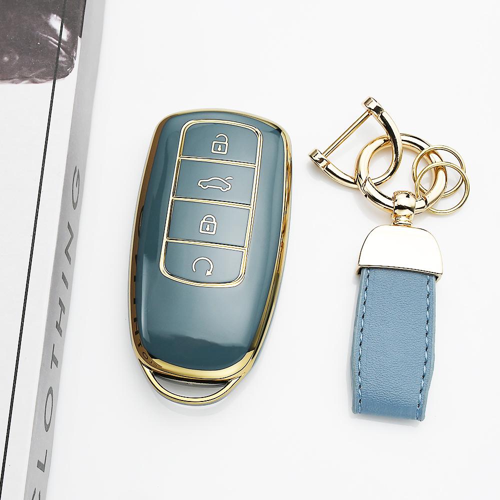 Gold Edge Auto Shell Keyless Fob Holder For Chery Tiggo 8 Pro Tiggo 8Plus New 5 Plus 7Pro Omoda C5 5 Fx Tpu Car Key Case Cover