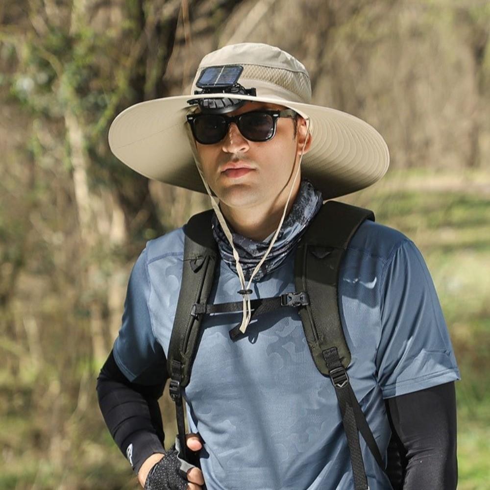 Strong Wind Sun Hat with Fan UV Protection Fishing Bucket Hat Convenient Solar Fan Hat  Sport