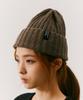 ODD DOT (Unisex) Logo Label Wool Beanie_Brown