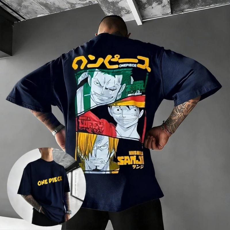 Unisex One Piece Anime T Shirt Men Women Luffy Zoro Sanji Graphic Tee 2026 Summer Cotton Short Sleeve Tee Streetwear Casual Tops