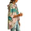 Women's Fashion Hooded Pullover Top with Three-Quarter Sleeves and Patchwork Print