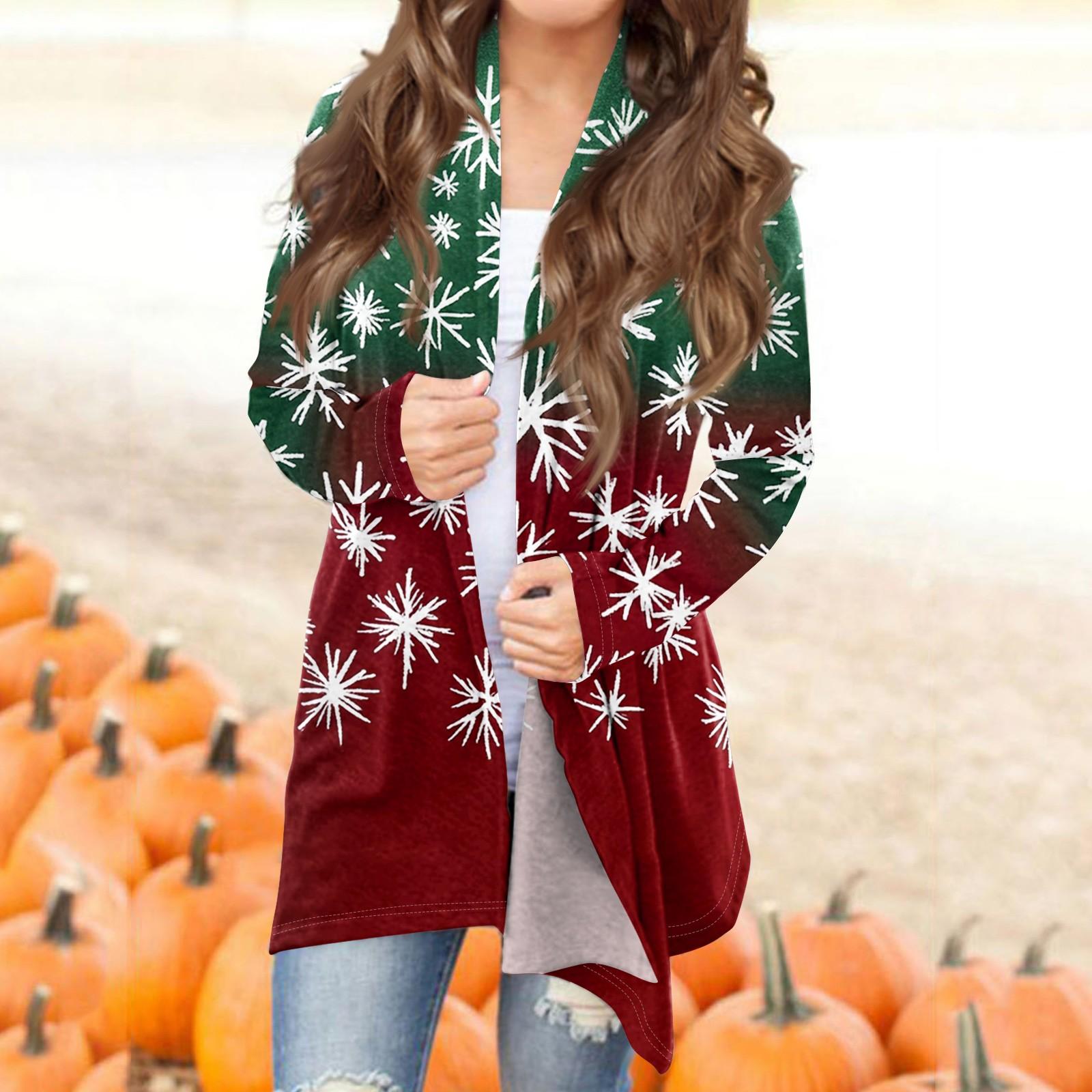 

Жіноче модне повсякденне пальто з кардиганом середньої довжини з принтом XXXL зелений