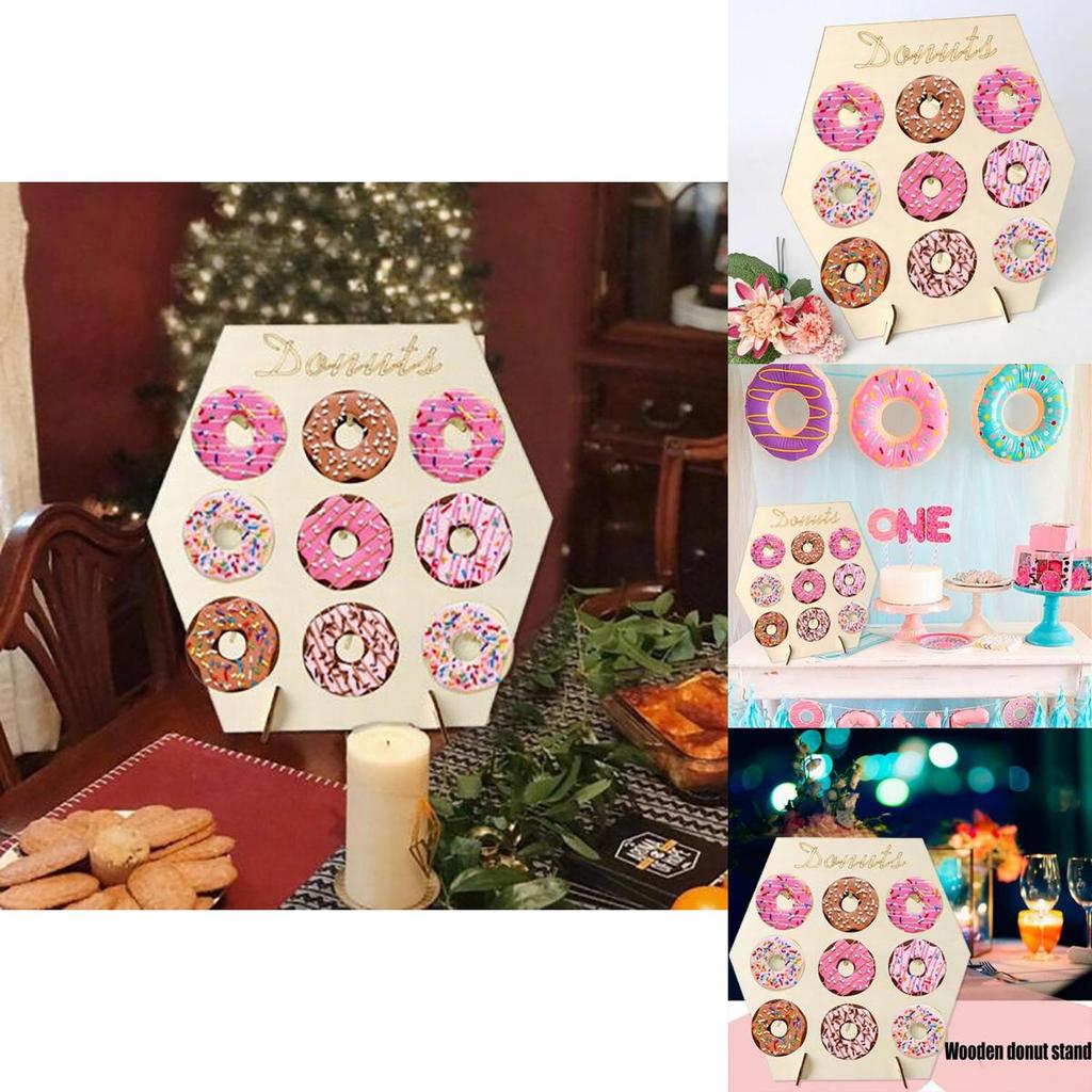 Elegant Wooden Donut Wall Display Stand For Wedding And Birthday Parties