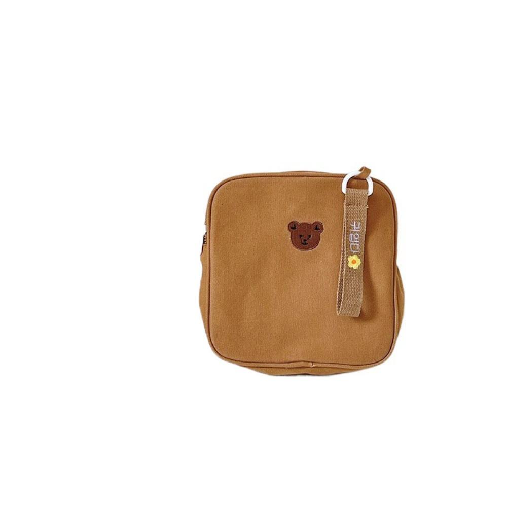 

Bear Cartoon Backpack Canvas Cute Shoulder Bag Cute Children School Bag Student коричневый