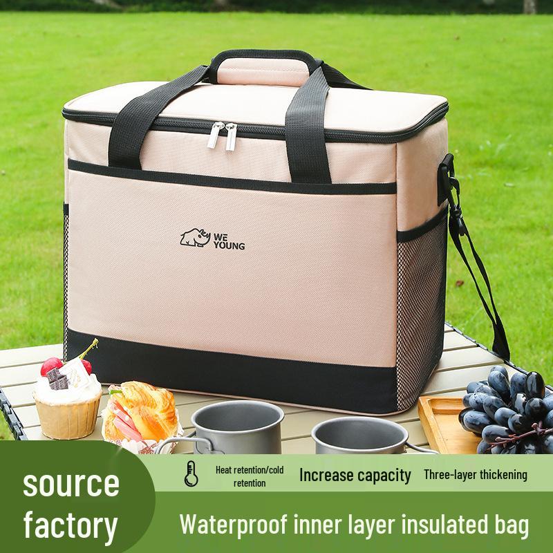 Oxford Cloth Insulated Picnic Bag - Large Capacity, Waterproof, Cold Preservation for Outdoor Camping