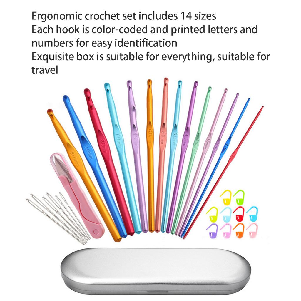Crochet Hook Set Alumina Crochet Needle Colorful Sweat  Knitting Tools Household Supplies