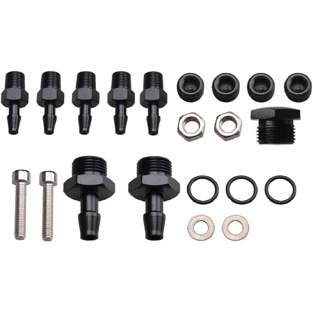 6 Port Vacuum Block Intake Manifold Kit Fuel Wastegate Turbo Boost 1/8NPT Compatible with Boost Controllers and Meters,for Racing