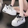 Black White Color Matching Sneakers for Women's Spring Autumn Lace Up  Thick Bottom Elevated Sponge Casual Sports Shoe