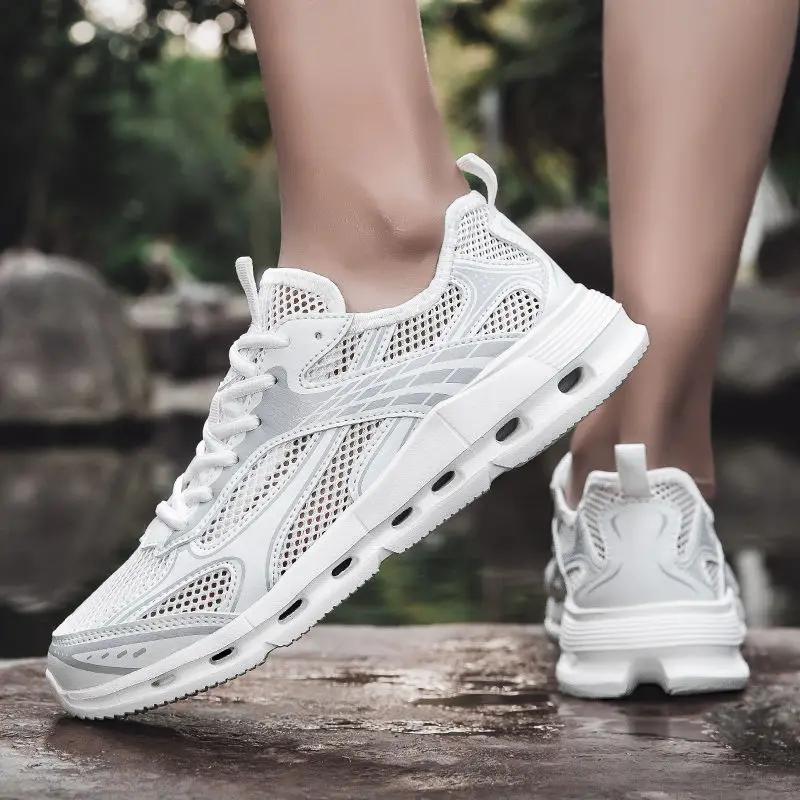 Fashion Mesh Upper Breathable Running Quick-Drying Male Sports Shoes Without Leather Spring and Autumn Simple Gym Men's Casual Sneakers