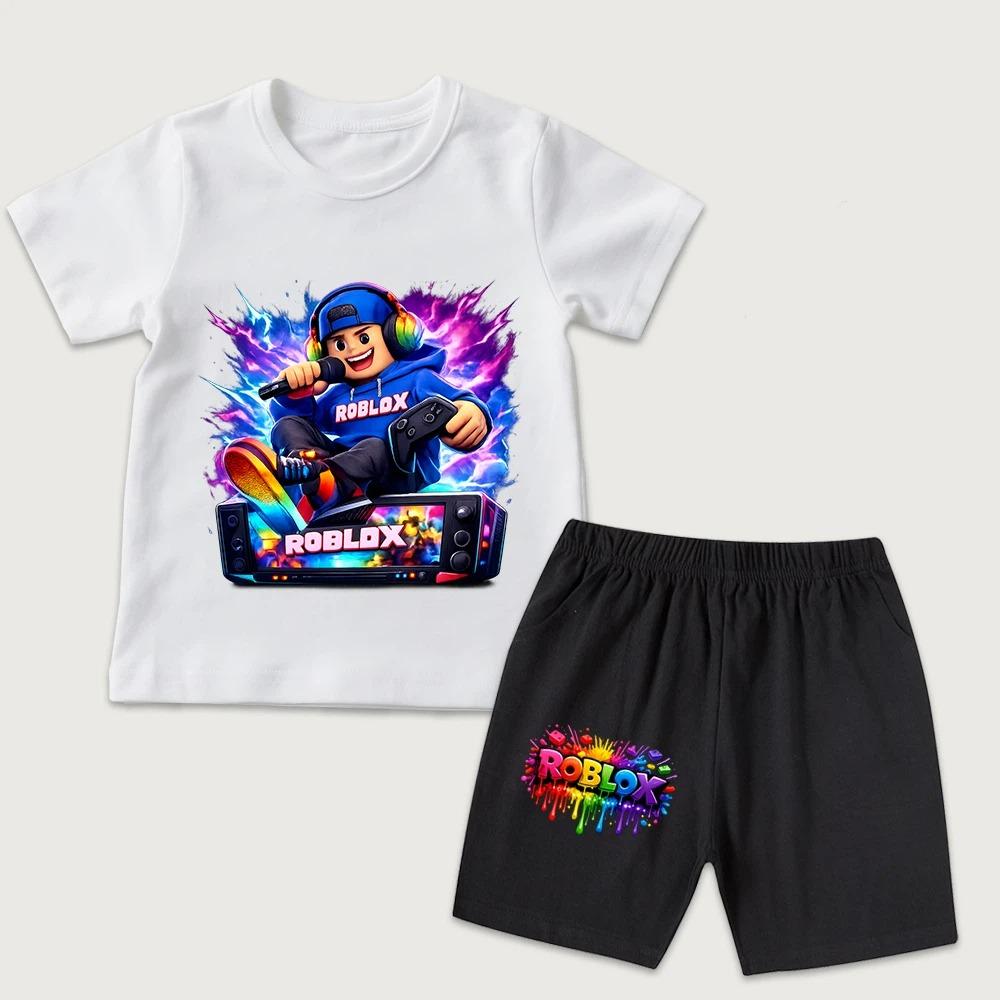 Fashion Funny Cartoon Game Character Printed Women's T-shirt and Shorts 2 Piece Set Summer Casual Outfit for Men's and Women's Clothing