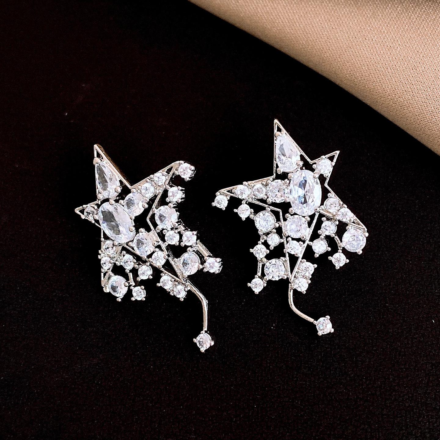 Korean super flash zircon star stud earrings light luxury exquisite earrings versatile earrings women