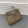 European and American Fashion Popular Leather Silver Buckle Bag Inner Seam Wide Shoulder Strap Shoulder Bag Fashion Double Pocket Zipper Portable