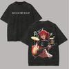 Unisex Soft Vintage Street Trendy Washed T-Shirt With Bocchi the Rock Gotoh Hitori Print, Stylish Apparel Suitable For All Seasons