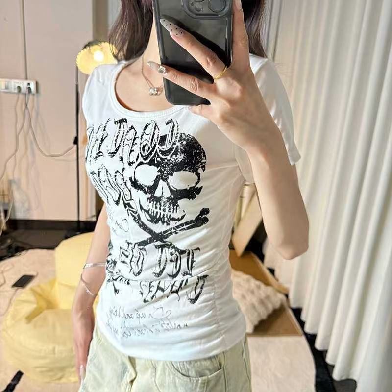 Dziewczęce koszulki Y2K Piękne Seksowne Modne Długi Styl Krótki Rękaw Sportowe Koszulki Dla Kobiet Koszulki