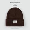 Autumn and Winter Knitted Hat Niche Personality Fashion Melon Rind Wool Hat Warm Protection Amount Simple Letter Cloth Label Cold Hat