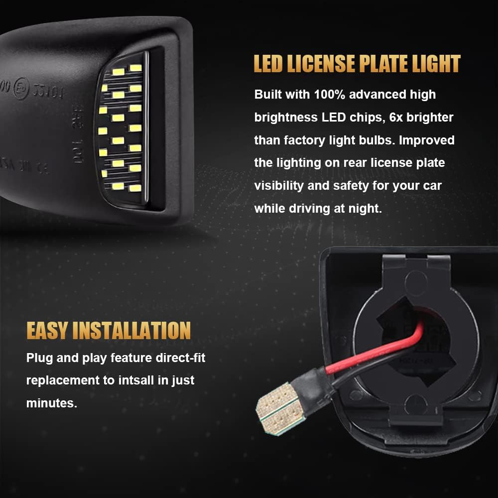 D-Lumina LED License Plate Lights Assembly Compatible with 1999-2013 Chevy Silverado GMC Sierra 1500 2500 3500 HD Suburban Tahoe Cadillac Escalade