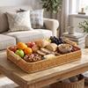Rectangular Wicker Tray Practical Serving with Handles Lightweight