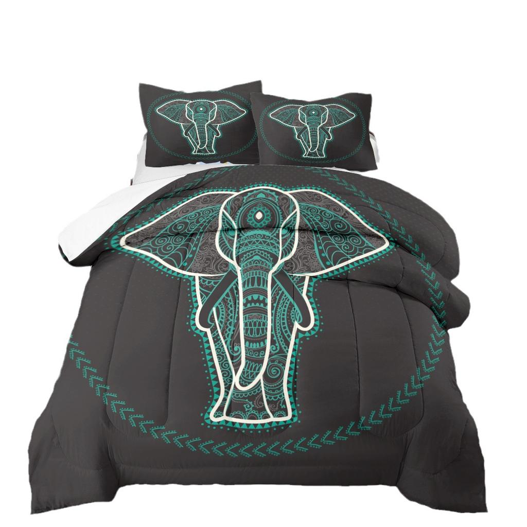 Animal Series Digital Print Quilted Comforter Bedding Set - 3 Piece Cartoon Duvet Cover Set