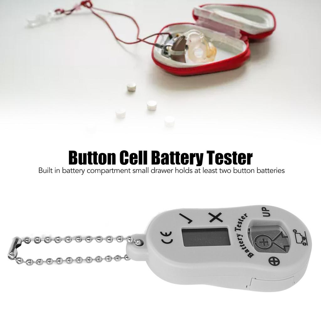 Battery Measuring Device Pocket Hearing Aid Battery Power Monitoring Tester Checker Tool Light Gray
