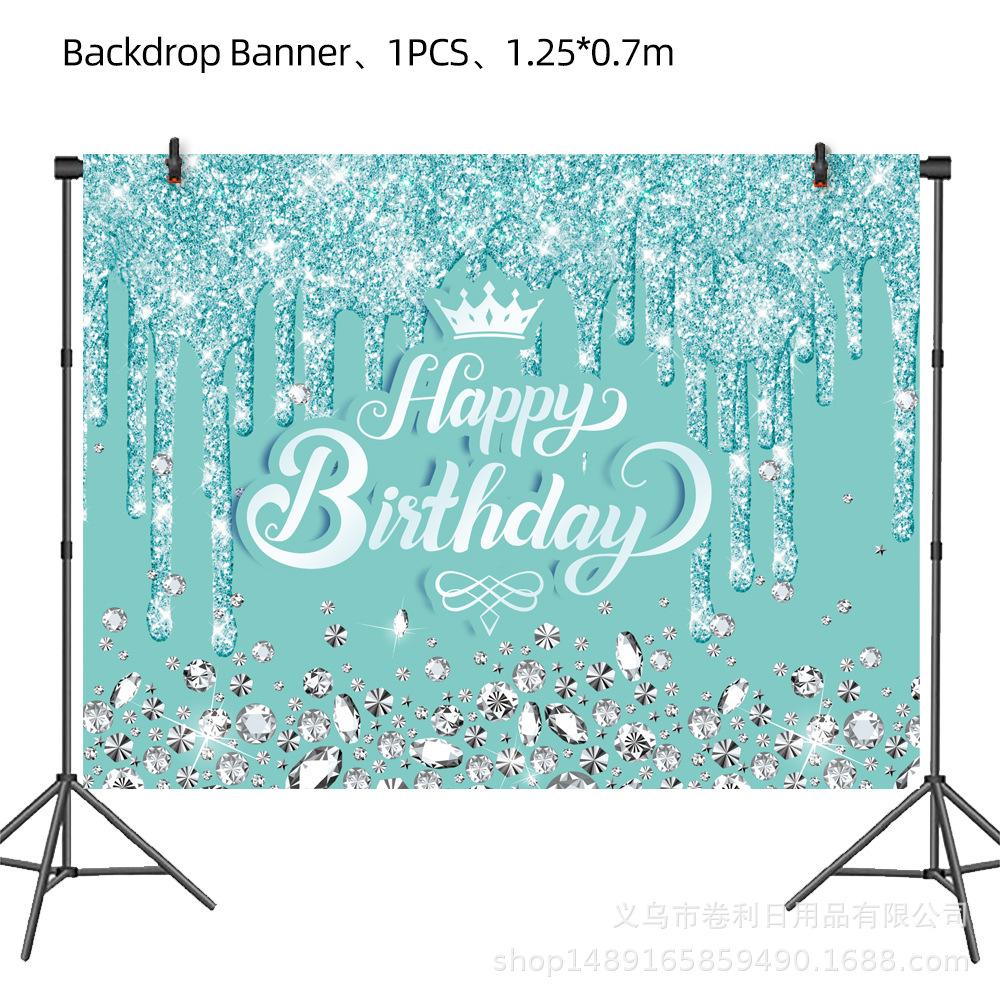 Diamond Themed Birthday Party Supplies Birthday Decorations Purple Pink Blue Tiffany Decorated Balloons Paper Plates Cutlery