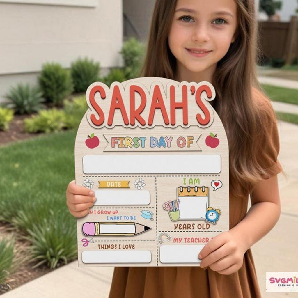 Back-To-School Gift: Multi-Layered Wood Recording Board With Removable And Erasable Name