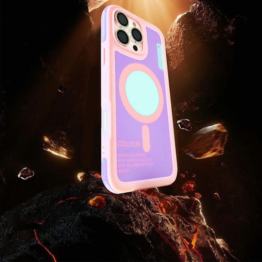 Dopamin-Farbe Magnetische Anti-Kollisions-Handyhülle für iPhone 16/15 Pro Max