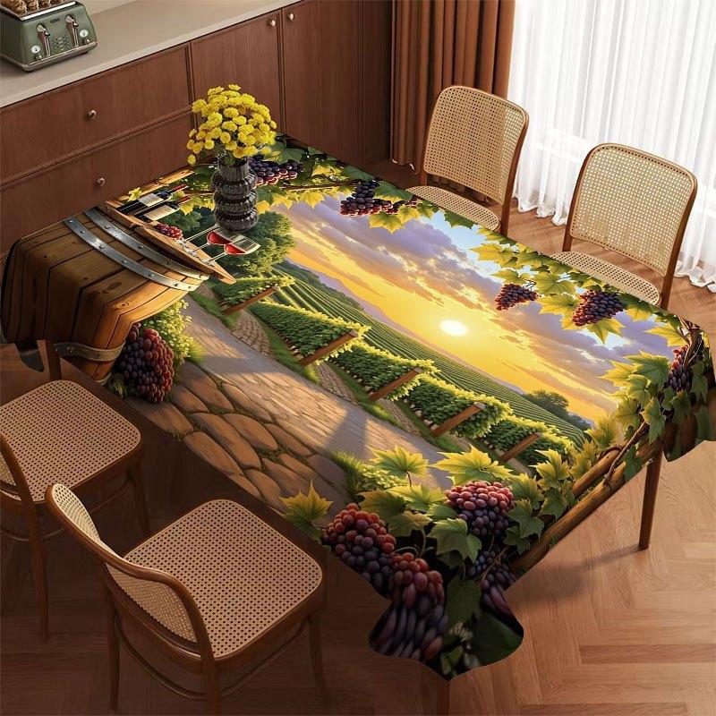 Autumn Vineyard Grape Sunset Rectangle Table Cloth for Table Decor Home Dinner Reusable Tablecloth for Dining Room Decorations