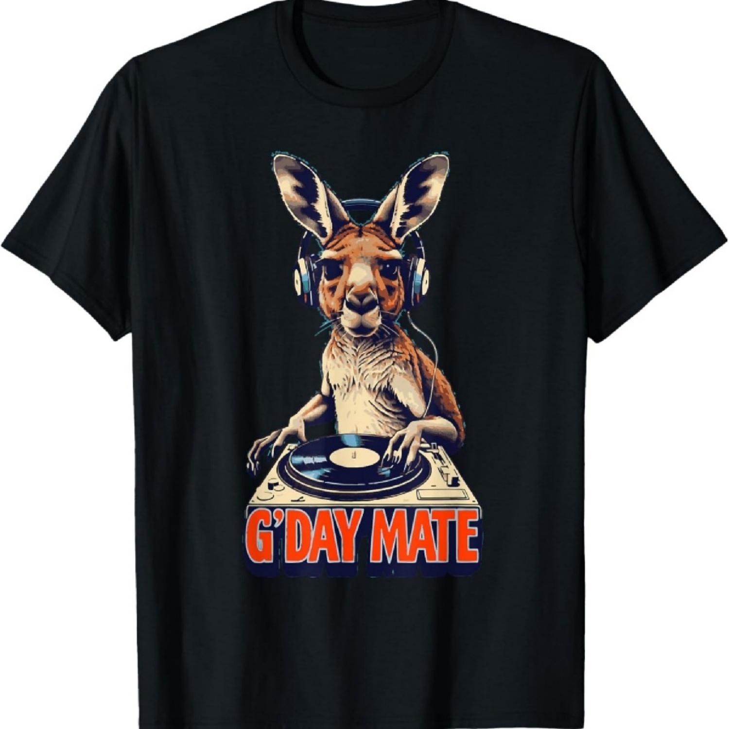 

Australia G Day Mate DJ Vinil Funny DJ Kangaroo Australian T-Shirt XXXXXL чорний