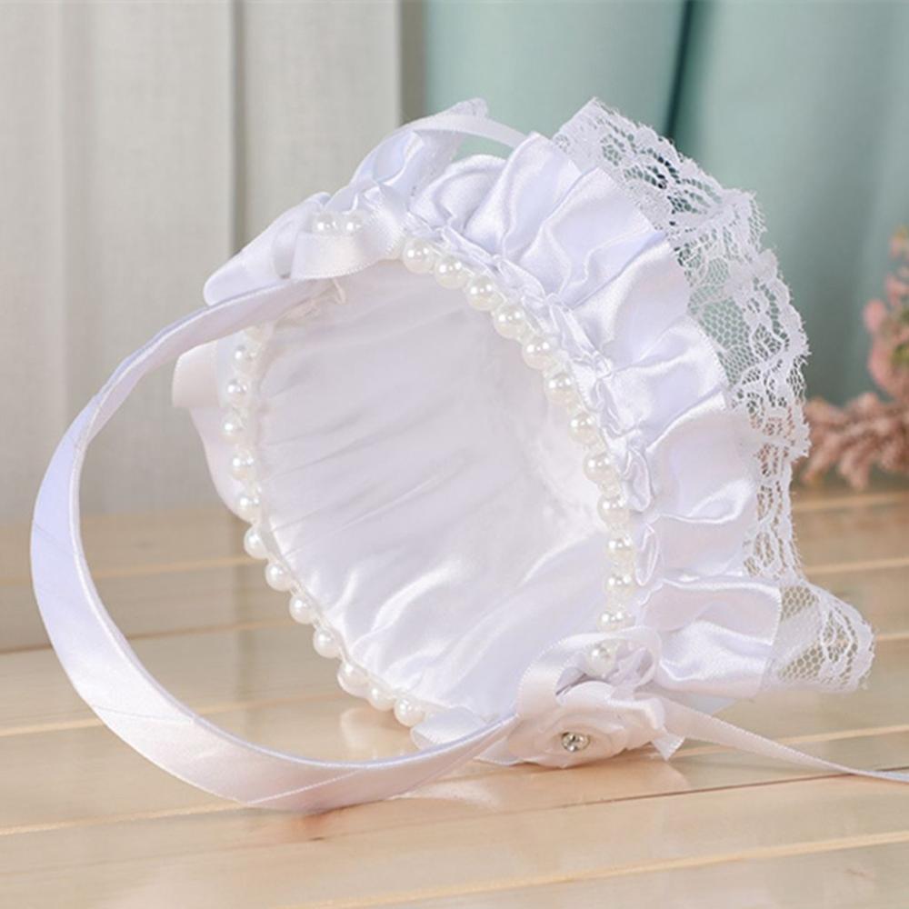 White Western Wedding Bridal Gift Wedding Supplies Party Decor Flower Basket Flower Girl Basket