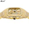 MISSFOX-Fashionable Square Men's Watch Small Niche Design Hollowed Out Hip-hop Full Diamond English Watch