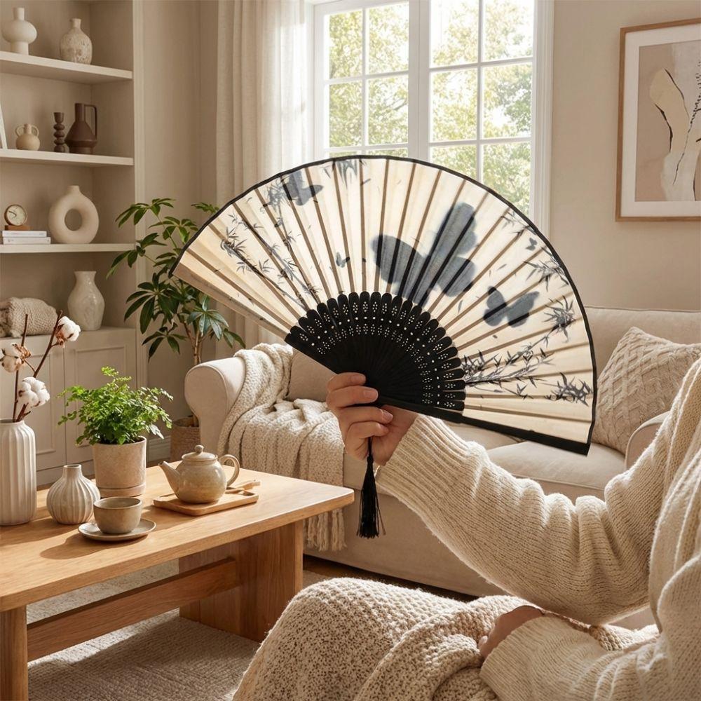 Vintage Silk Folding Fan Chinese Style Classical Dance Fan Art Craft Decorative Fan  Home Decor