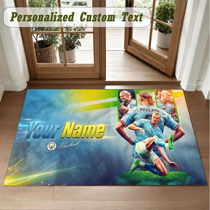 Crystal Velvet Square Rug Custom NameErling Haaland Pattern Non Slip Home Floor Decor Rug